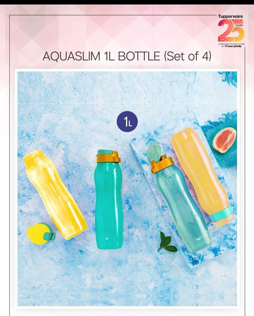 Amazon.com: Tupperware Aquaslim 1l Fliptop Bottle 4pc : Home & Kitchen